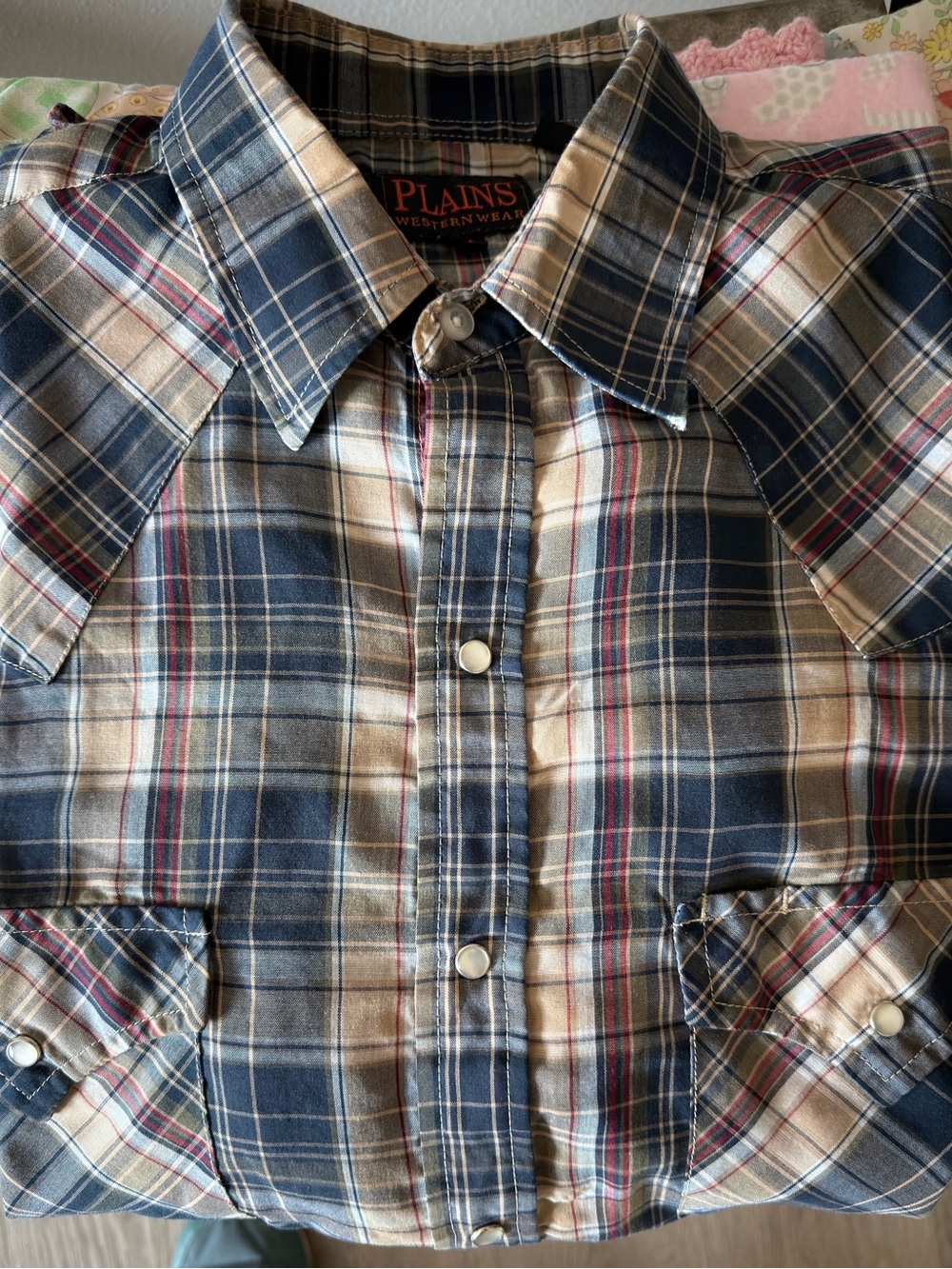 Plains Westernwear Navy & Cream Plaid Snap-Front Shirt